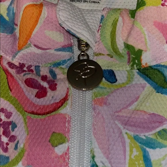 NWT Stella Parker Sport Floral Vine Sleeveless Polo UPF 50 Sun Protection Size L - Picture 6 of 10